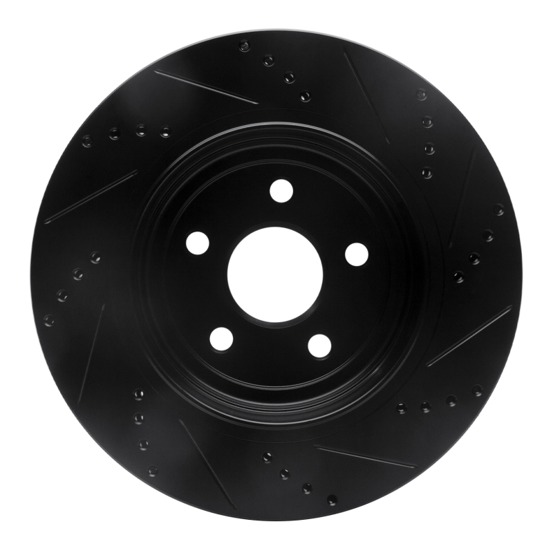 Dodge Durango Brake Rotor (1) - Rear Left - R1 Concepts - Drilled & Slotted - Black - `12-`25